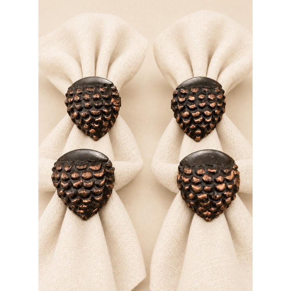 Set of 4 Acorn Napkin Rings Holder Fall Autumn Brown Bronze